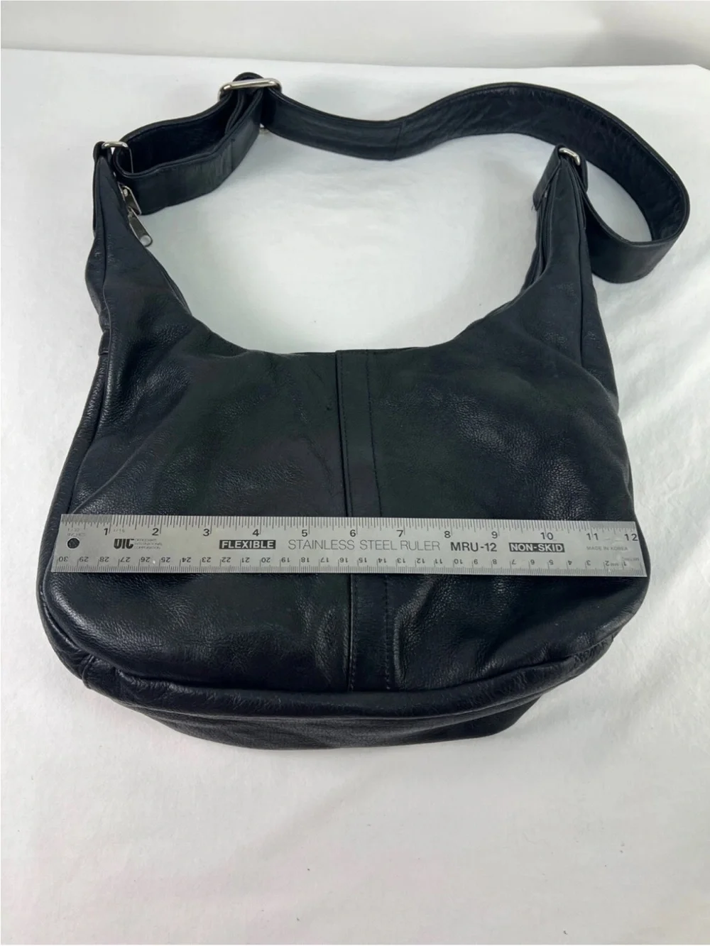 Large Coronado black Leathercanceled zipper crossbody bag